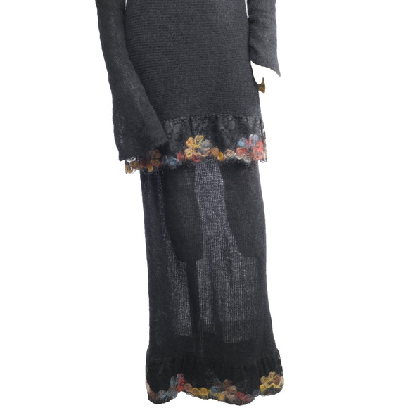 Vintage Marie Louise Angora Sheer Sweater Maxi Skirt Set Avant Garde Size 44 - Picture 12 of 16